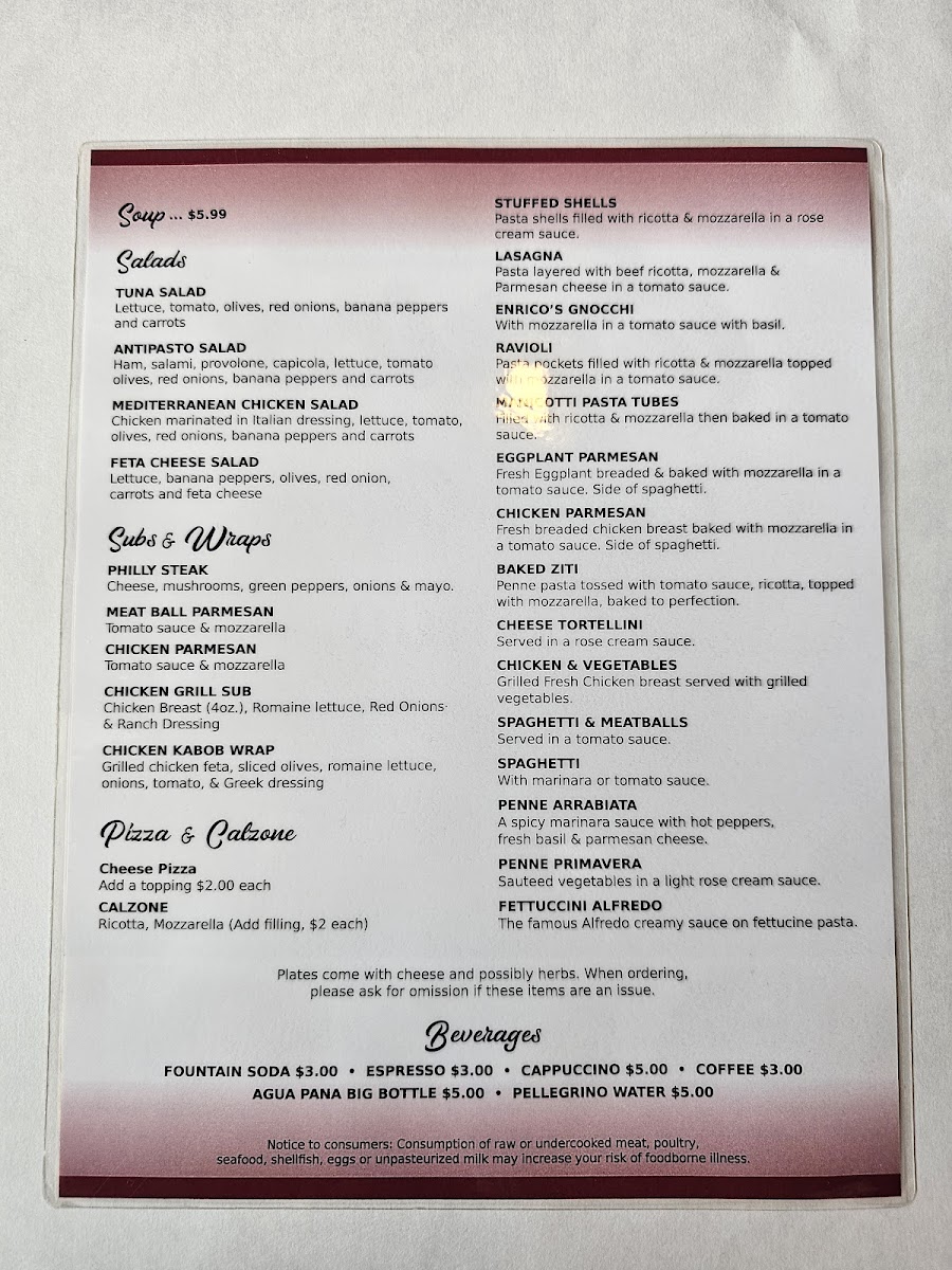Menu Ristorante Enrico-1
